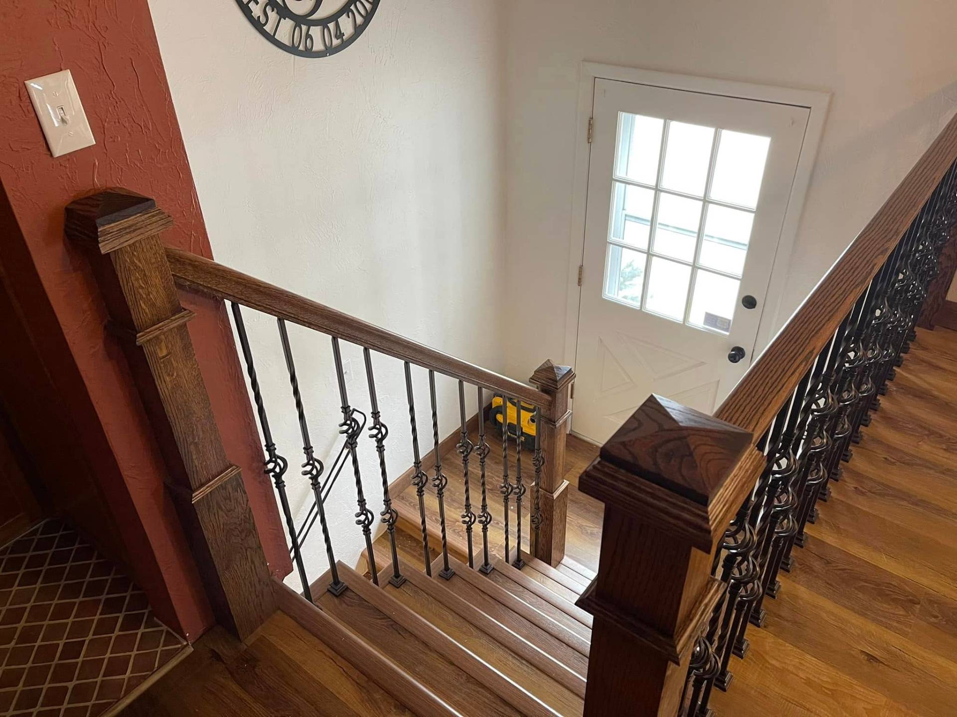 Hardwood stair treads and custom iron railing Miles City MT
