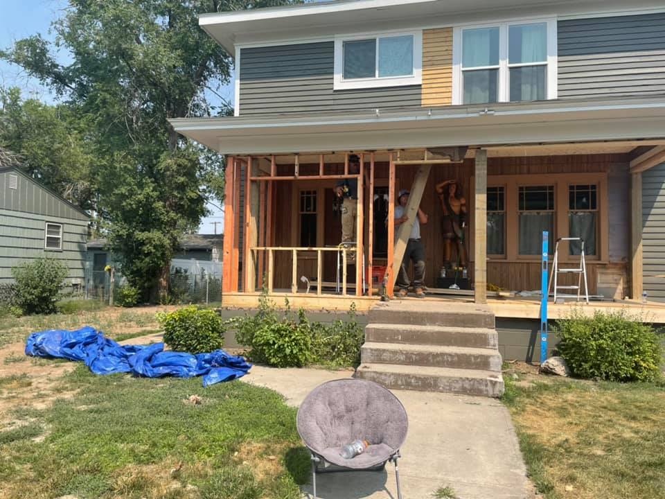 Front porch tear-down and rebuild in progress Eastern Montana