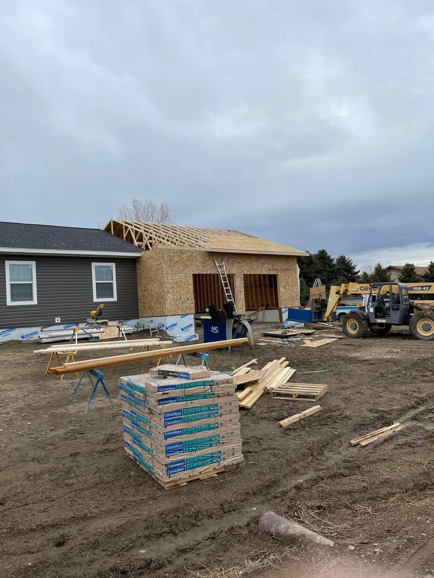 New garage addition framing Miles City MT
